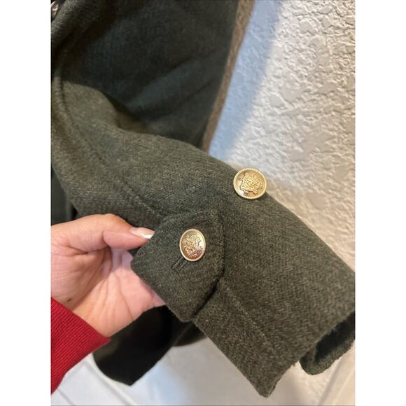 New JCREW Size XS Trench Coat in Double-Faced Wool in Green $368 CD100 - Picture 9 of 10